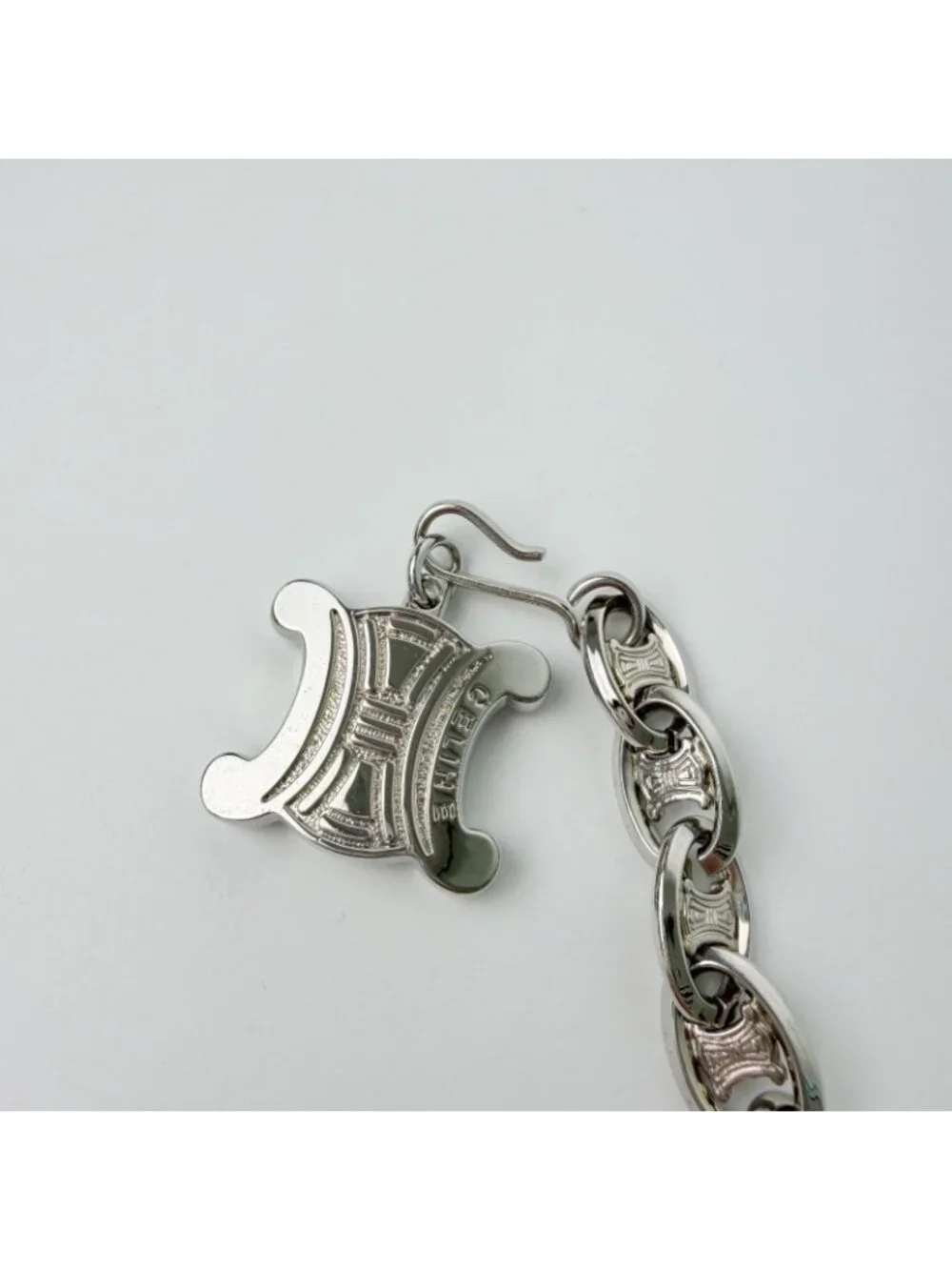 Celine Vintage Triomphe Chain Belt Plated Silver